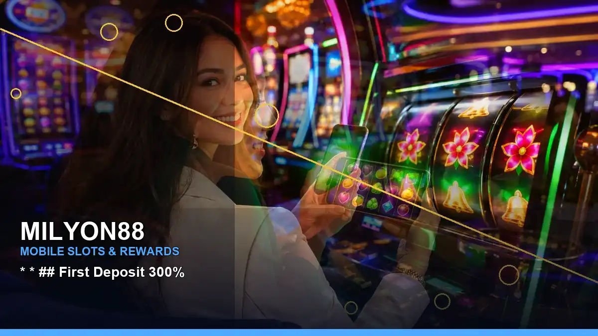 MILYON88 coins casino cashback rewards featuring an adult Filipina casino host with a left-diagonal composition